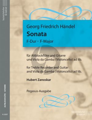 Handel Sonate F-dur Altblockflöte und Gitarre (Vc. ad lib.) (Part./Stimmen) (Hubert Zanoskar)