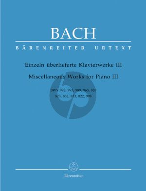 Bach Einzeln uberlieferte Klavierwerke Vol.3 (Urtext der Neuen Bach-Ausgabe)