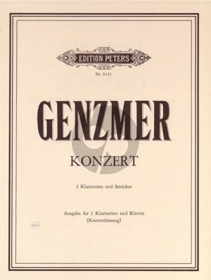 Genzmer Konzert für 2 Klarinetten und Streicher (1983) (Klavierauszug vom Komponisten)