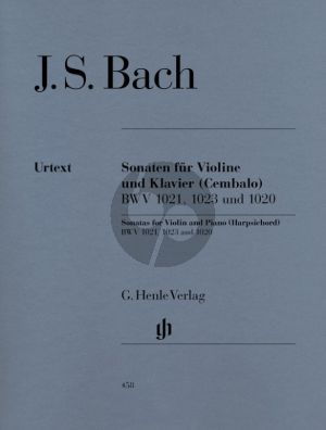 Bach 3 Sonaten BWV 1021 - 1023 - 1020 (edited by Hans Eppstein) (Editor Hans Eppstein - Fingering by Kurt Guntner) (Henle-Urtext)