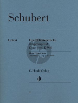 Schubert 3 Klavierstücke D 946 (Impromptus aus dem Nachlass) (Herausgeber Mies - Fingersatz Walther Lampe) (Henle-Urtext)