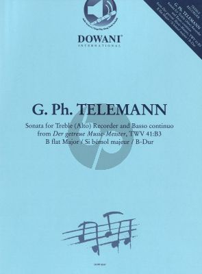 Telemann Sonata B-flat major Treble Recorder and Piano BK-Audio online ((No.2 Getreue Musikmeister)) (Zimmermann)