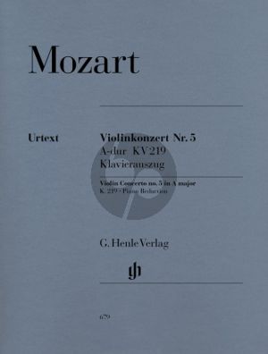 Mozart Concerto No.5 A-major KV 219 Violin-Orch. (piano red.) (edited by Wolf-Dieter Seiffert) (Henle-Urtext)