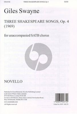 Swayne 3 Shakespeare Songs Op. 4 SATB