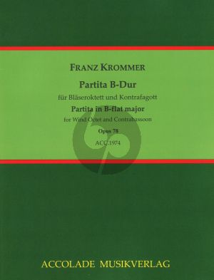 Krommer Partita B-Dur Op.78 2 Oboen, 2 Klarinetten, 2 Fagotte, 2 Hörner, Kontrafagott (Part./Stimmen) (Bodo Koenigsbeck)