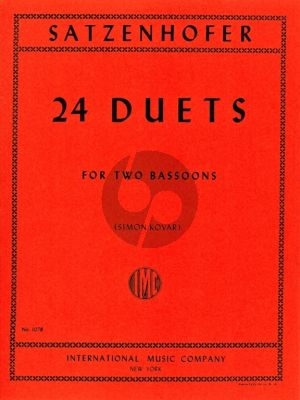 Satzenhofer 24 Duets for 2 Bassoons Playing Score (Edited by Simon Kovar)