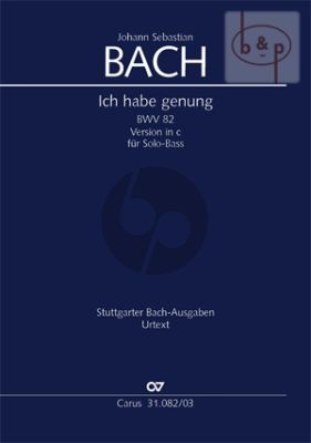 Kantate BWV 82 Ich habe genug (Bass Solo) (version c-moll) (Vocal Score)