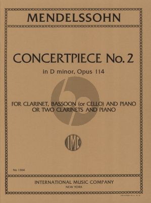 Mendelssohn Concertpiece No.2 D-minor Op.114 Clarinet-Bassoon (or Clarinet) and Piano (Eric Simon)