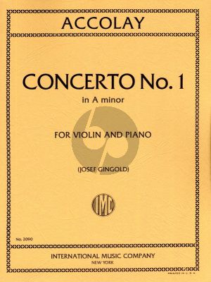 Accolay Concertino No.1 a minor Violin and Piano (edited by Josef Gingold) (IMC)