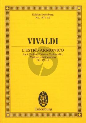 Vivaldi L'Estro Armonico Op.3 no. 1 - 12 Taschenpartitur (for 4 Violins - 2 Violas - Cello - Violone - Cembalo)