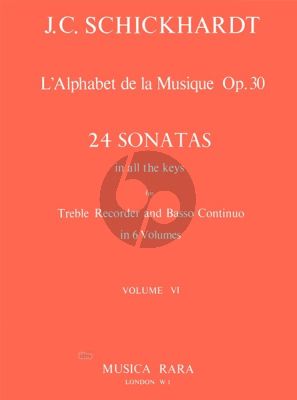 L'Alphabet de La Musique Op.30 - 24 Sonatas Vol.6 No.21-24 Treble Recorder and Bc