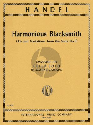 Handel Harmonious Blacksmith (Air and Variations from the Suite No.5) Cello solo (Transcribed by Gaspar Cassado)