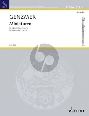 Genzmer Miniaturen GeWV 332 3 Blockflöten (SAT) (Part./Stimmen)