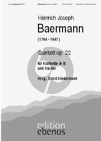 Baermann Quintett Op.22 Klarinette und Klavier (Ernst Kindermann)