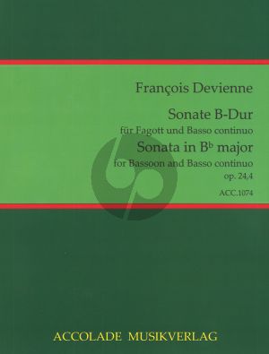 Devienne 6 Sonaten Op.24 No.4 B-dur Fagott-Bc (Jörg Dähler)