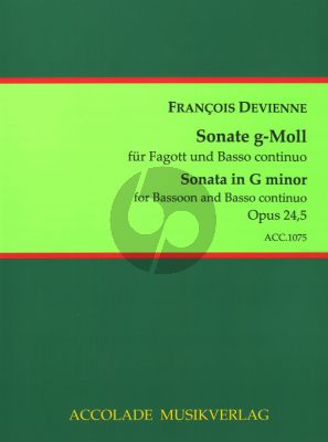 Devienne 6 Sonaten Op.24 No.5 g-moll Fagott-Bc (Jörg Dähler)