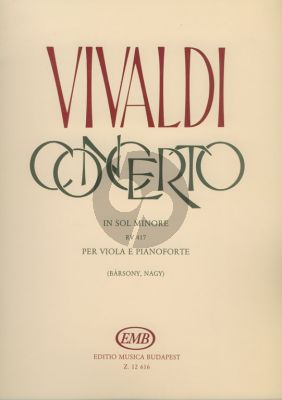 Vivaldi Concerto G-minor RV 417 for Viola and Piano (Barsony/Nagy)