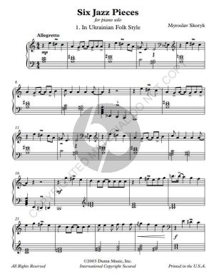 Skoryk 6 Jazz Pieces for Piano solo