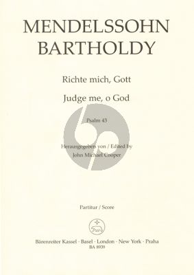 Mendelssohn Richte mich, Gott (Psalm 43) (SSAATTBB) (2 Versions) (English German) (Edited by John Michael Cooper)