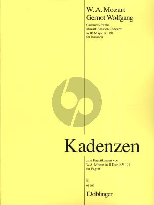 Wolfgang Cadenzas for Mozart's Concerto KV 191 B-flat major Bassoon