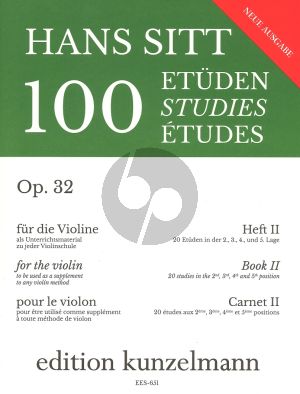 Sitt 100 Etuden Op.32 Vol.2 Violine (20 Etuden in der 2 - 3 - 4 - 5 Lage)