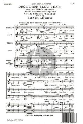 Leighton Drop Drop Slow Tears from Crucifixus Pro Nobis for SATB and Piano