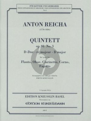 Reicha Quintett D-dur Op.91 No.3 (Klar.[A]-Horn[D]) (Stimmen) (Kneusslin)