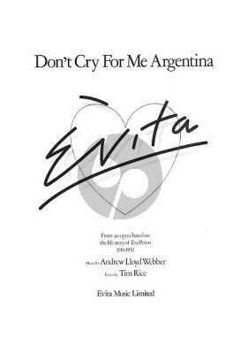 Lloyd Webber-Rice Don't cry for me Argentina Piano-Vocal-Guitar (single sheet)