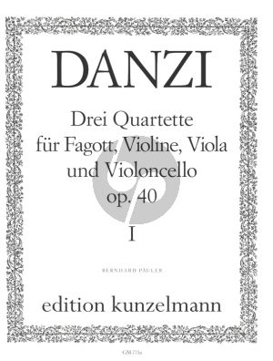 Danzi Quartett C-dur Op.40 No.1 Fagott, Violine, Viola and Violoncello (Stimmen/Parts) (Edited by Bernhard Pauler)