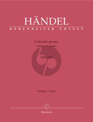 Handel Concerto grosso G-Dur op. 6 No.1 HWV 319 Vi.-Vc.-Orchester Partitur (ed. Hoffmann-Redlich) (Barenreiter-Urtext)