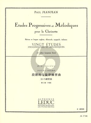 Jeanjean 20 Etudes Progressives et Melodiques Vol.2 Clarinet (Moyenne Force)