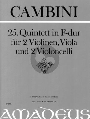 Cambini Quintet No.25 F-major 2 Vi.-Va.- 2 Vc. (Score/Parts) (Bernhard Pauler)