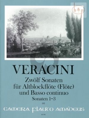 Veracini 12 Sonaten Vol.1 No.1 - 3 Treble Recorder [Flute/Violin]-Bc (edited by Winfried Michel)