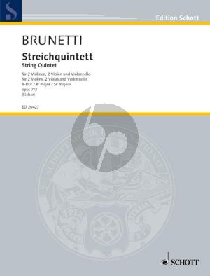 Brunetti Quintett B-flat major Op.7 No.3 (2 Vi.- 2 Va.-Vc.) (Score/Parts) (edited by Tilman Sieber)