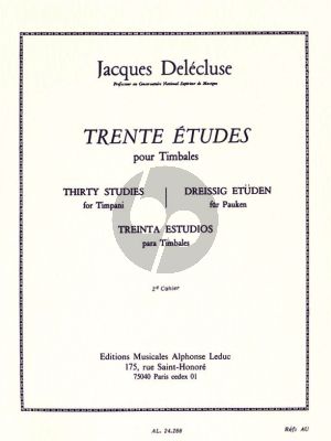 Delecluse 30 Etudes Vol.2 pour Timbales