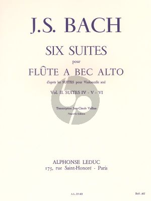 6 Suites Vol.2 Flute a bec Alto