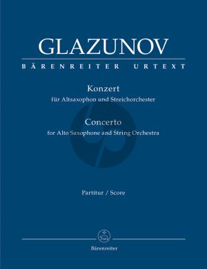 Glazunov Concerto E-flat major Op.109 Alto Sax.-String Orch. (Full Score) (edited by Regina Beck and D.Woodfull-Harris)