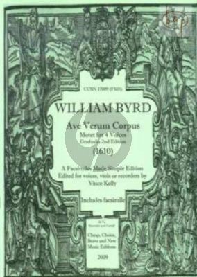 Ave Verum Corpus (Motet) (1610) (4 Voices[SATB]/ (Viols or Recorders)