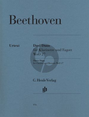 Beethoven 3 Duos WoO27 (Clarinet [C/Bb]-Bassoon) Score and Parts (edited by Egon Voss) (Henle-Urtext)