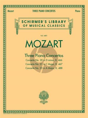 Mozart 3 Piano Concertos KV 466 - 467 - 488 Piano and Orchestra - Edition for 2 Pianos (Schirmer)