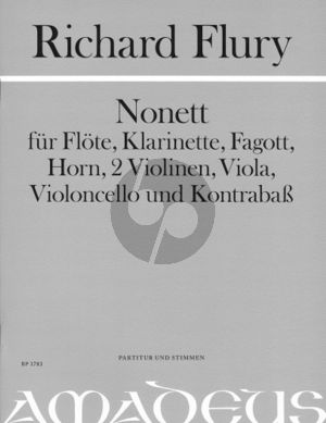 Flury Nonet (1965) for Flute, Clarinet, Bassoon, Horn, 2 Violins, Viola, Violoncello and Double Bass Score and Parts