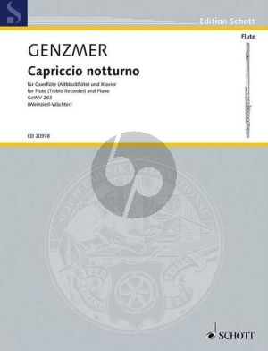 Genzmer Capriccio Notturno GeWV 263 for Flute or Treble Recorder and Piano (edited by Weinzierl-Wachter)