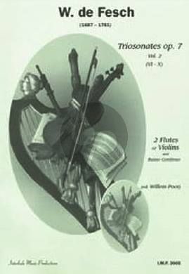 Fesch Triosonatas Op. 7 Vol. 2 2 Flutes [Violins] and Bc (Score/Parts)