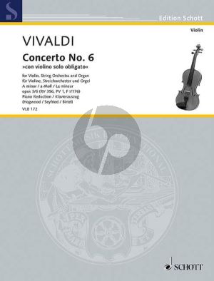 Vivaldi Concerto a-minor Op. 3 No. 6 RV 356 -PV 1 Violin and Strings-Organ (piano reduction by Annette Seyfried)