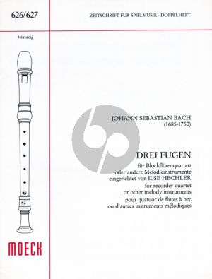 Bach 3 Fugen 4 Blockflöten (SATB) (Ilse Hechler)