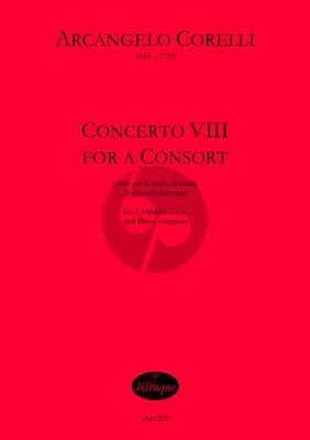 Corelli Concerto VIII for a Consort (Weihnachtskonzert) fur 2 Altblflockfloten und Bc