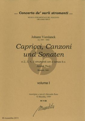 Vierdanck Capricci, Canzoni und Sonaten (ander Theil) (Rostock, 1641) Vol.1  2-5 Instruments-Bc Score-Parts