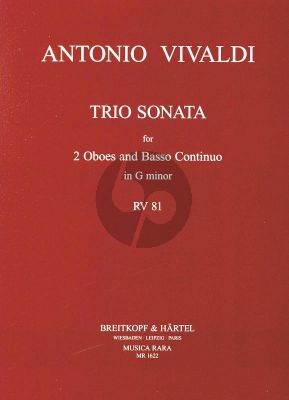 Vivaldi Sonata g-minor RV 81 2 Oboes and Bc (Score/Parts) (David Lasocki and Robert Paul Block)