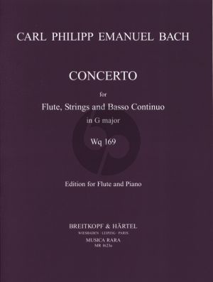 Bach Concerto G-major WQ.169[H.445] for Flute Strings and Bc Reduction for Flute and Piano (edited by David Lasocki) (Piano Reduction by R.P. Block)