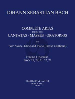 Bach Complete Arias and Sinfonias from the Cantatas, Masses, Oratorios Vol. 1 Soprano-Oboe and Bc (Score/Parts) (edited by John Madden and C. B. Naylor)